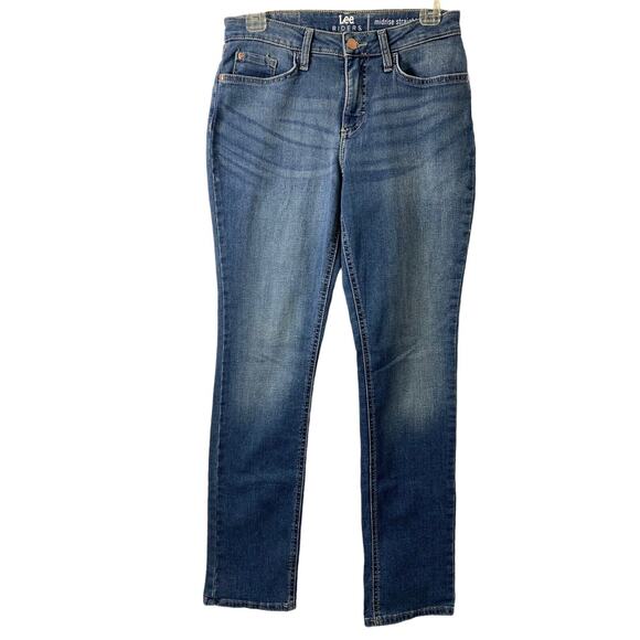Lee Riders Womens Jeans‎ Size 4 M Midrise Straight Medium Wash Denim Stretch - Picture 1 of 11